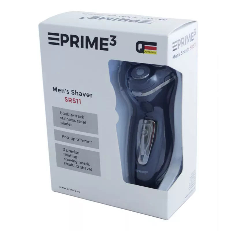 PRIME3 SRS11 Men's Rotary Shaver with Pop-up Trimmer, Black/Silver