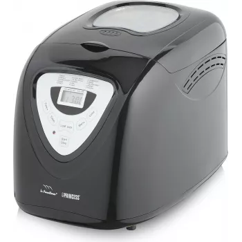 Princess 152009 Bread Maker Black - 900 g Loaf, 12 Programs, 600 W, Viewing Window, Adjustable Crust Browning, Keep Warm Function, Black/Silver (01.152009.01.001)