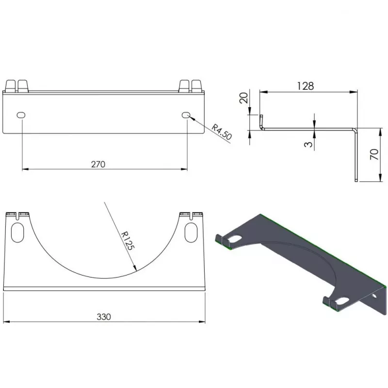 Pro-Line Wall Holder for 1 Gas Cylinder, Max. Diameter 250 mm, Industrial Blue
