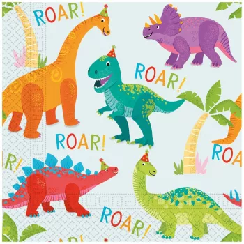 Procos Dino Party 2-Ply Paper Napkins 33x33 cm, 20 Pieces, Multi-color 97976
