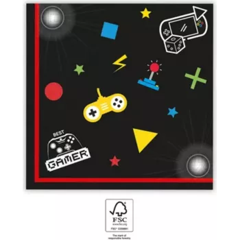 PROCOS Gaming Party 2-Ply Paper Napkins 20 pcs 33x33 cm Multi-Colour (93772)