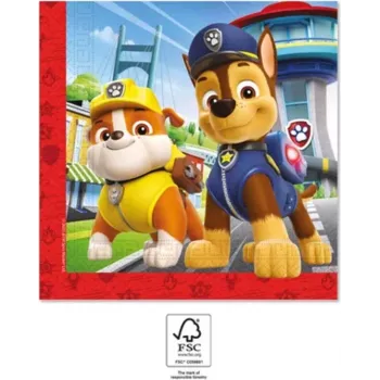 Procos Paw Patrol 2-Ply Paper Napkins, 20 Pack, 33x33 cm, Multi-Colour 95599