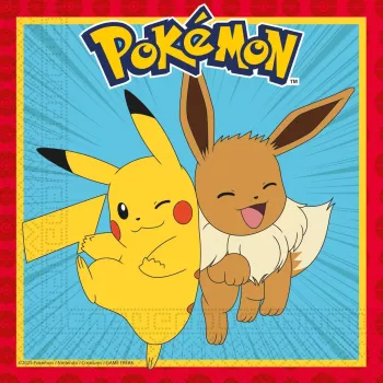 Procos Pokemon 2-Ply Paper Napkins 20 Pack, 33 x 33 cm, Multi-Color 98393