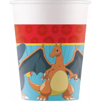 Procos Pokémon Paper Cups 8-Pack 200ml Pikachu Charmander Squirtle Bulbasaur Party Cups 98401
