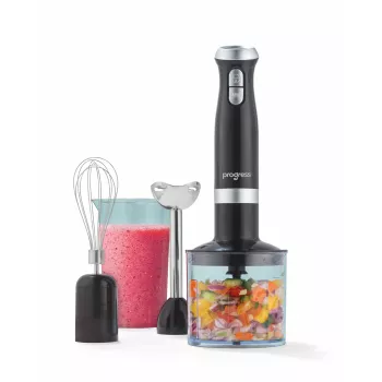 Progress EK6690PVDE 4 in 1 Hand Blender Set, 600 W, Black/Stainless Steel