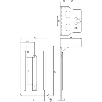PSG 60.014.9005 Support Bracket for Drive-On Holder, Jet Black RAL 9005