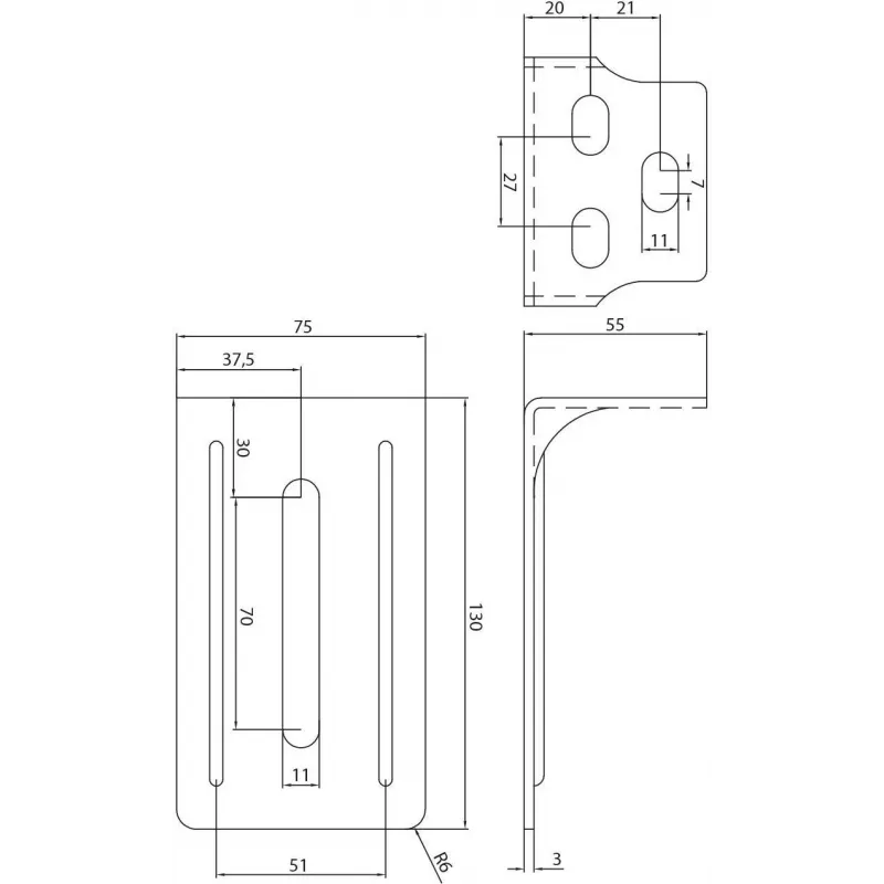 PSG 60.014.9005 Support Bracket for Drive-On Holder, Jet Black RAL 9005