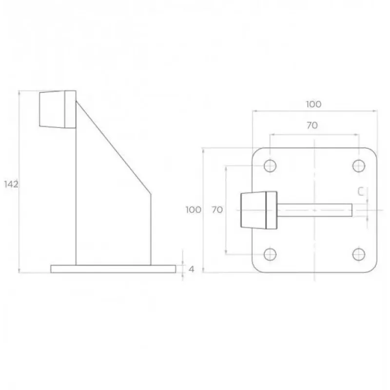 PSG 60.039.9005 Gate Stop Bumper, EPDM Rubber, Black RAL 9005, 2-Hole Bolt-On, 70mm Hole Spacing, 11mm Holes, -30°C to +80°C