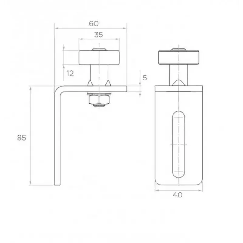 PSG 60.043 Adjustable Guide Roller Ø35 mm for Sliding Gates