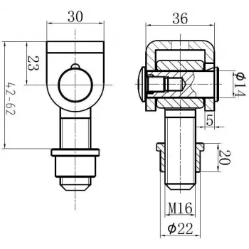 PSG 61.001 Weld-On Hinge with M16 Thread – Steel, Raw Finish