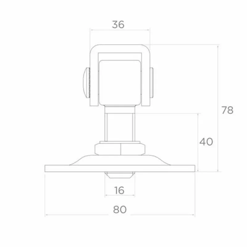 PSG 61.018 Adjustable Gate Hinge with 80x80x3 mm Mounting Plate, M16 Thread