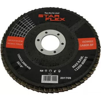 PSG Star Flex STAL T29 125-22 Flap Disc, Grit 80, Zirconia Alumina, Conical, 22.23 mm Bore, for Steel and Stainless Steel