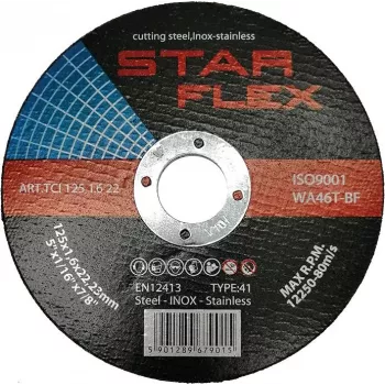PSG Star Flex T41-125-1.6 WA46T-BF-INOX Cutting Disc for Stainless Steel 125 mm x 1.6 mm x 22.23 mm