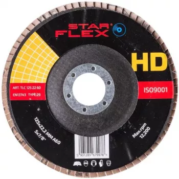 PSG Star Flex T29 SG INOX Ceramic Flap Disc 125 mm, 22.23 mm Bore, P60 Grit, Conical Type 29, for Stainless Steel