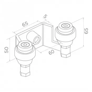 PSG Upper Guide Bracket 60 mm for Sliding Gates, 2 Rollers, Anthracite RAL 7016 (60.023.7016)