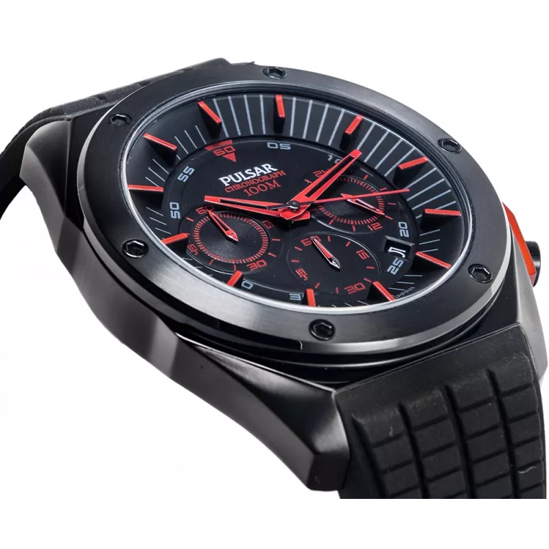 Pulsar Men's Quartz Chronograph Watch PT3463X1 - 45mm Stainless Steel Case, Blue Dial, Brown Leather Strap, 100m Water Resistance