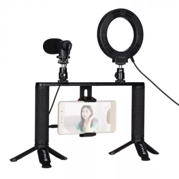 PULUZ Blogerio Kit with LED Ring Light, Stands, Phone Holder and Microphone