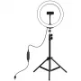 PULUZ LED Ring Light 26cm with Tripod Stand up to 1.1m and Phone Holder, USB