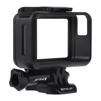 Puluz Protective Case for DJI Osmo Action - Black PC Frame with Cold Shoe Mount, Quick Release Buckle