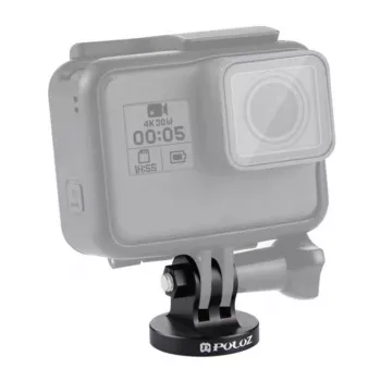 PULUZ PU145B CNC Aluminum Alloy Action Camera Mount Adapter with 1/4 inch Tripod Thread, Black