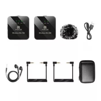 PULUZ PU3153B Wireless Lavalier Microphone 1 TX + 1 RX, 2.4GHz, USB-C, Omnidirectional Condenser, Noise Reduction, Plug-and-Play for Android & PC