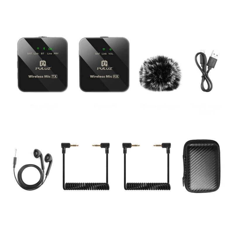 PULUZ PU3153B Wireless Lavalier Microphone 1 TX + 1 RX, 2.4GHz, USB-C, Omnidirectional Condenser, Noise Reduction, Plug-and-Play for Android & PC