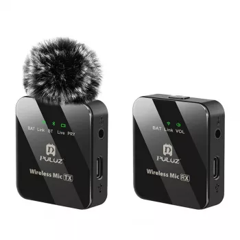 PULUZ PU3153B Wireless Lavalier Microphone 1 TX + 1 RX, 2.4GHz, USB-C, Omnidirectional Condenser, Noise Reduction, Plug-and-Play for Android & PC