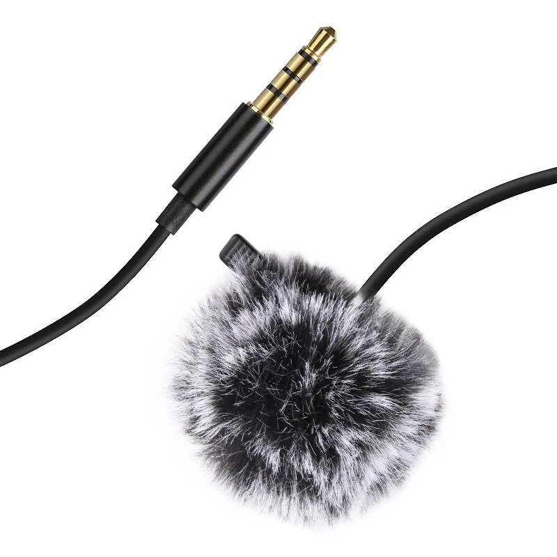 PULUZ PU424 Lavalier Microphone 1.5m 3.5mm TRRS Omnidirectional Condenser Clip-on Mic for Smartphones, DSLR Cameras, Laptops - Black
