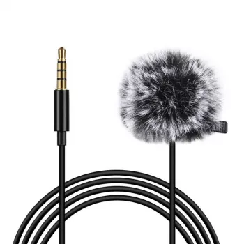 PULUZ PU424 Lavalier Microphone 1.5m 3.5mm TRRS Omnidirectional Condenser Clip-on Mic for Smartphones, DSLR Cameras, Laptops - Black