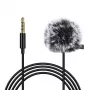 PULUZ PU424 Lavalier Microphone 1.5m 3.5mm TRRS Omnidirectional Condenser Clip-on Mic for Smartphones, DSLR Cameras, Laptops - Black