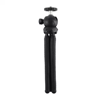 PULUZ PU435 Mini Octopus Tripod Flexible Bendable Tripod with 360° Ball Head and Phone Holder for Smartphones, Compact Cameras, Action Cameras, Small Mirrorless Cameras, Max Load 1.2 kg, Black