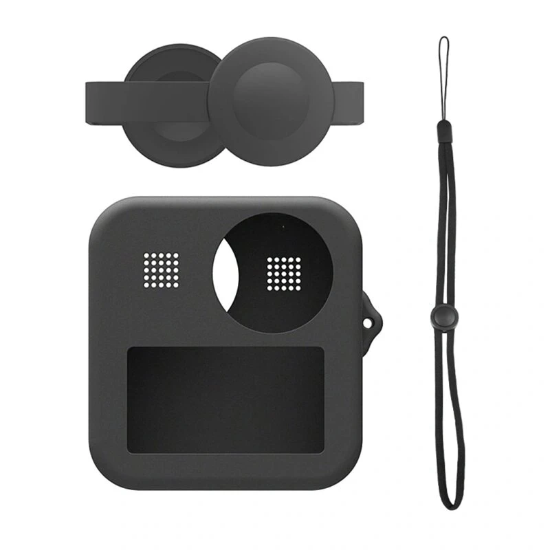 PULUZ PU454B Silicone Case for GoPro Max with Lens Cap and Wrist Strap, Black