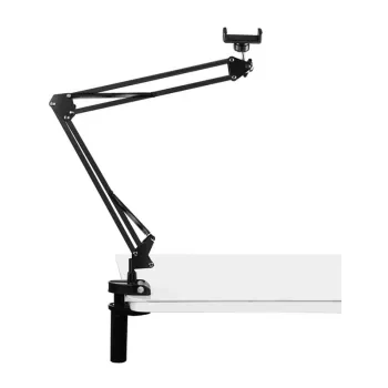 PULUZ PU650B Live Streaming Mount with Phone Holder (Black) – Desktop Stand with 16cm LED Ring Light