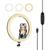 PULUZ PU656B 10-Inch LED Ring Light with Phone Holder and Tripod, 12W, 3000K-6500K, USB Powered, for Live Streaming, TikTok, YouTube, Makeup, Photography