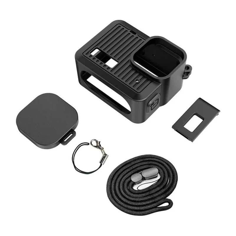 PULUZ PU717B Silicone Case for GoPro HERO 9/10/11/12 Black - Protective Cover with Lens Cap and Lanyard