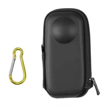 PULUZ PU984B Protective Hard Case for Insta360 X4 and X5 – Shockproof EVA Shell with Custom Foam Insert, Soft Flannel Lining, Mesh Accessory Pocket, and Carry Handle (Black)