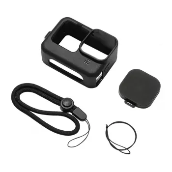 PULUZ Silicone Case for GoPro HERO12, HERO11, HERO10, HERO9 Black with Lens Cover and Strap (Black)