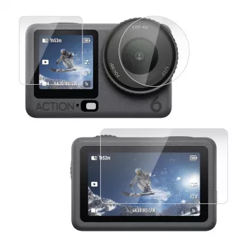 PULUZ Tempered Glass Screen and Lens Protector Set for DJI Osmo Action 3/4 (3 Pcs)