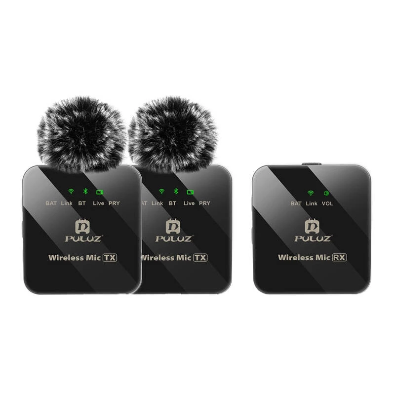 PULUZ Wireless Lavalier Microphone 2 TX + 1 RX