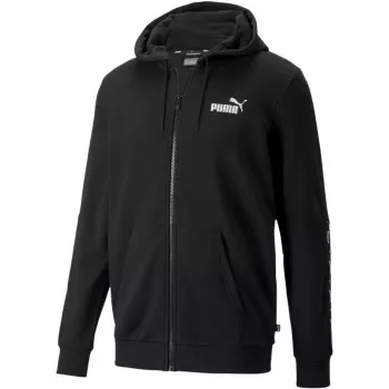 PUMA ESS+ Tape Full-Zip Hoodie TR Black 848768 01 Men's Fleece Jacket with Taped Sleeves