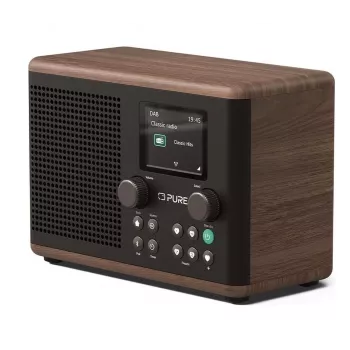 Pure Classic H4 DAB+ FM Radio with Bluetooth 5.3, Coffee Black/Walnut, 10W