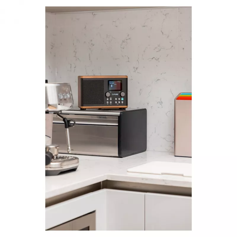 Pure Classic H4 DAB+ FM Radio with Bluetooth 5.3, Coffee Black/Walnut, 10W