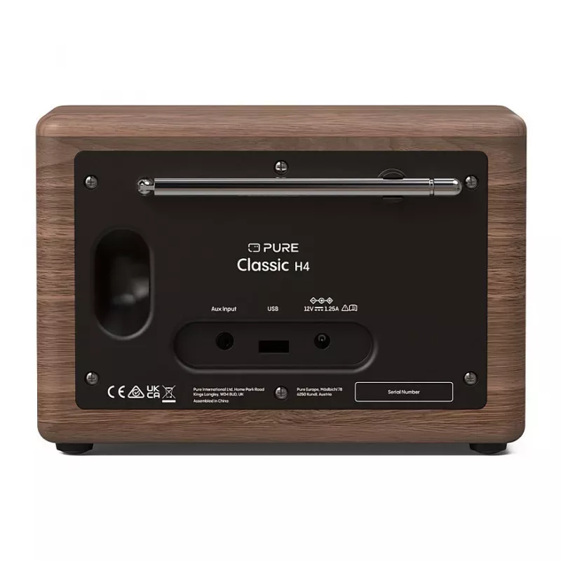 Pure Classic H4 DAB+ FM Radio with Bluetooth 5.3, Coffee Black/Walnut, 10W