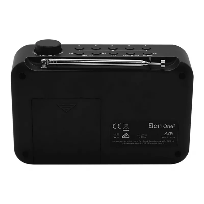 Pure Elan One2 DAB+ FM Portable Radio with Dual Alarm, Black