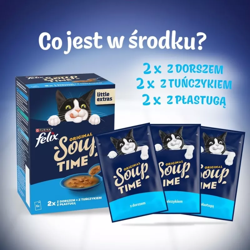 PURINA FELIX Soup ORIGINAL Fish Flavours 6x48g