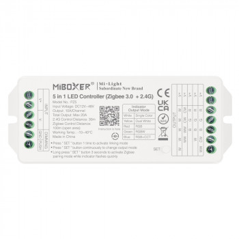 MiBoxer PZ5 5-in-1 LED controller, Zigbee 3.0 + 2.4 GHz RF, 12–48 V, 20 A