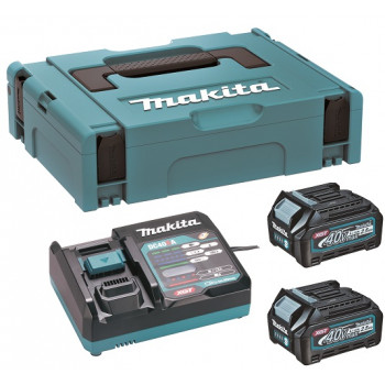 Makita 191J81-6 XGT 40 V Max Battery Kit, 2 × BL4025 2.5 Ah, DC40RA, MAKPAC