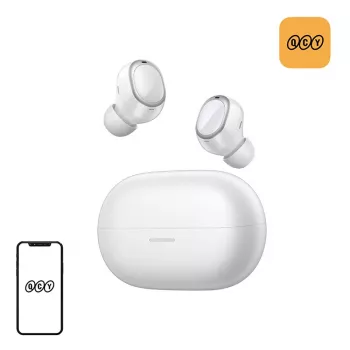 QCY Melobuds A30 True Wireless Earbuds – Bluetooth 5.3, ENC, 30h Playtime, IPX5, White