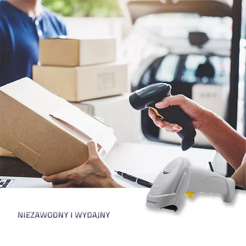 Qoltec 50877 1D Laser Barcode Scanner USB White