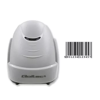 Qoltec 50877 1D Laser Barcode Scanner USB White